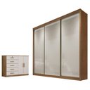 Ver imagem 1 de Guarda Roupa Casal Logan com Cômoda Seul 3 Portas 4 Gavetas MDF Cumaru 25 Fendi