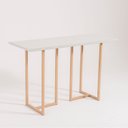 Ver imagem 1 de Aparador Aster 130cm Base Aço Ouro / Tampo Branco Vidro