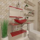 Ver imagem 1 de GABINETE DE VIDRO 40CM AC COM CUBA OVAL VERMELHO FERRARI