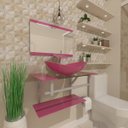 Ver imagem 1 de GABINETE DE VIDRO 40CM AC COM CUBA OVAL ROSA