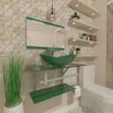 Ver imagem 1 de GABINETE DE VIDRO 40CM AC COM CUBA OVAL VERDE