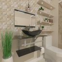 Ver imagem 1 de GABINETE DE VIDRO 40CM AC COM CUBA OVAL PRETO