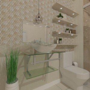 GABINETE DE VIDRO 40CM AC COM CUBA OVAL INCOLOR