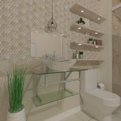 GABINETE DE VIDRO 40CM AC COM CUBA OVAL INCOLOR