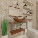 Ver imagem 1 de GABINETE DE VIDRO 40CM AC COM CUBA OVAL DOURADO REAL