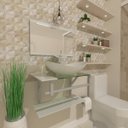 Ver imagem 1 de GABINETE DE VIDRO 40CM AC COM CUBA OVAL BRANCO