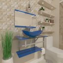 Ver imagem 1 de GABINETE DE VIDRO 40CM AC COM CUBA OVAL AZUL