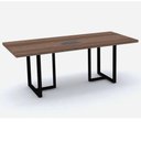 Ver imagem 1 de Mesa de Reunião com Caixa de Tomada Retangular 200 x 90 cm Pé Tubular PE40 MDP Walnut Base Preta