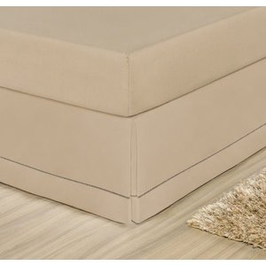 Saia Cama Box Baú Casal King Ponto Palito Percal Algodão - Caqui