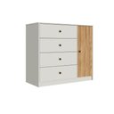 Ver imagem 2 de Cômoda Quarto 100cm 4 Gavetas 1 Porta com Puxador Metálico Cor:mel Off White