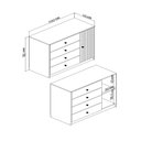 Ver imagem 3 de Cômoda Quarto 100cm 4 Gavetas 1 Porta com Puxador Metálico Cor:mel Off White
