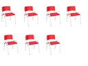 Ver imagem 1 de Kit 7 Cadeiras Infantil Iso, Escola, Base Branco- Vermelho