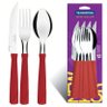 Talheres Garfo Faca Colher Tramontina 12 Peças Cabo Vermelho - 1