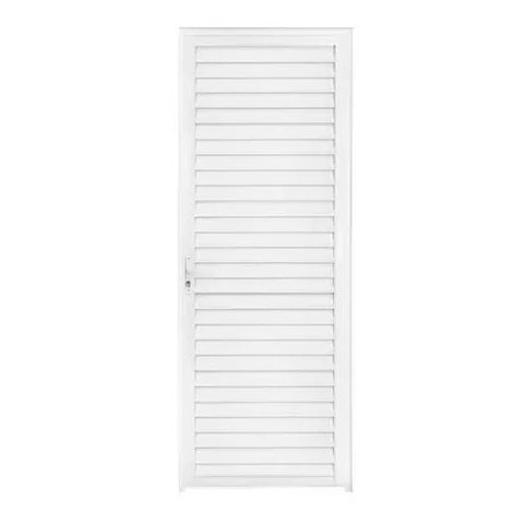 Porta de Alumínio Palheta Lado Direito 210x80cm Branco Allo Esquadrias