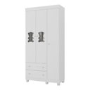 Ver imagem 2 de Guarda-roupa Infantil 92cm com Vidro 3 Portas e 2 Gavetas Fofura Multimóveis Mp4482 Branco Branco