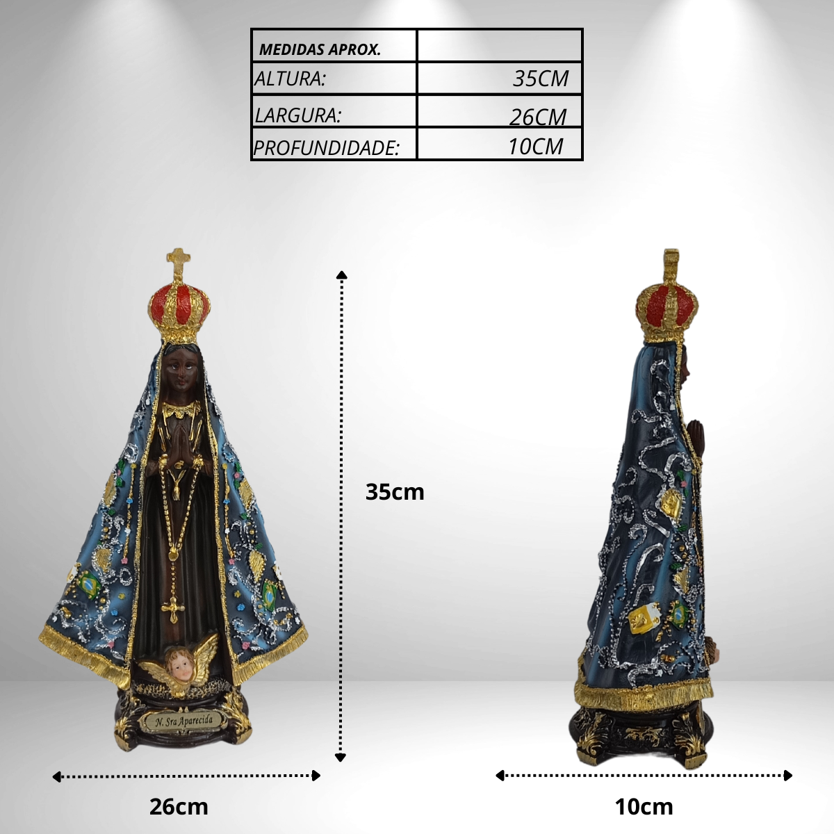 Nossa Senhora Aparecida em Resina Premium 35 Cm - 9