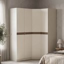 Ver imagem 1 de Guarda Roupa Planejado de Canto Obliquo 4 Portas Corino 3 Peças Hera CabeCasa MadeiraOriginals Cream