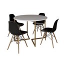 Ver imagem 6 de Mesa Jantar Industrial Redonda 110Cm Branca Base V Dourada Com 4 Cadeiras Madeira Preta Cor: Branco