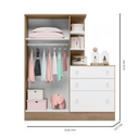 Ver imagem 4 de Jogo de Quarto Infantil Guardo Roupa Cômoda e Berço Doce Sonho Qmovi:Branco/Freijo