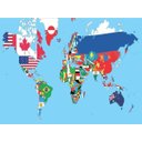 Ver imagem 2 de Papel De Parede Mapa Mundi Bandeiras Países Nmu06