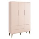 Ver imagem 2 de Guarda Roupa Infantil 3 Portas e Cômoda Theo 1 Porta Rosa com Pés Amadeirados – Reller