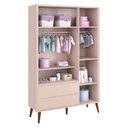 Ver imagem 3 de Guarda Roupa Infantil 3 Portas e Cômoda Theo 1 Porta Rosa com Pés Amadeirados – Reller