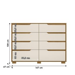 Comoda Georgia Quarto com 8 Gavetas Freijo/off White - 3