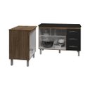 Ver imagem 4 de Balcão para Microondas ou Forno e Armário Bruna 118 Cm Cozinha Gabinete Savana Preto com Tampo Tampã