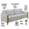 Kit Sofá 03 Lugares Sala Estar 220cm Com Poltrona Berilo Pés De Madeira M03 Veludo Cinza - Lyam - 5