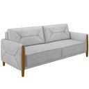 Ver imagem 3 de Kit Sofá 03 Lugares Sala Estar 220cm Com Poltrona Berilo Pés De Madeira M03 Veludo Cinza - Lyam