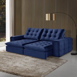 Sofá Retrátil e Reclinável Galliano 2,10m - Fortbello Estofados:azul - 1