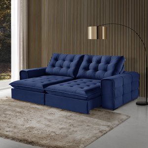 Sofá Retrátil e Reclinável Galliano 2,10m - Fortbello Estofados:azul