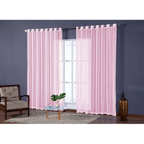 cortina para sala em tecido voal liso rose 5,00x2,80