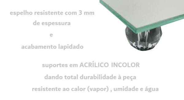 Kit Lavabo Luxo Cubo Azulado Deg Bandeja Espelhada Cor Prata - 3