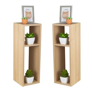 Conjunto Mesa De Cabeceira Pequena 20x20x60cm Carvalho Quarto Sala