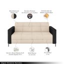 Ver imagem 3 de Sofá Living Decorativo Houston 2 Lugares 180cm Pés em Metal Veludo/ Pu Bege/ Preto G33 - Gran Belo