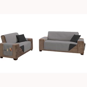 Protetor de Sofá Padrão 2 e 3 Lugares Lugares Classic 100% Poliéster:cinza