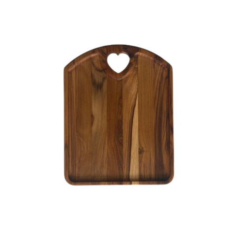 Tábua de Servir Coração Vazado com Rebaixo G - Madeira de Teca 32x25x2cm