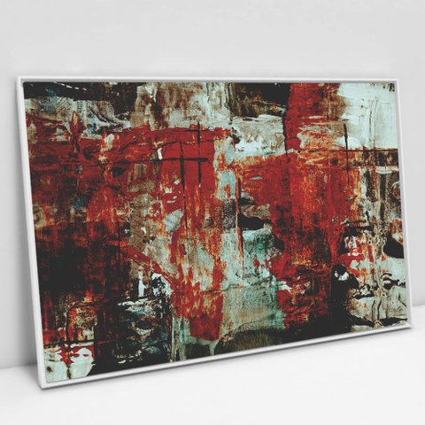 Quadro Decorativo em Canvas Abstrato Colors - Moldura Branca - 60 x 40cm