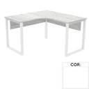 Ver imagem 1 de Mesa de Escritório em L Pé Tubular Pe25 em Mdp 145 x 145 x 60cm Branca com Base Branca