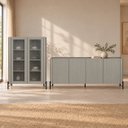 Ver imagem 1 de Kit Cristaleira com Buffet Bend Frisado Principal Incolar Grigio Metal Preto