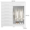 Ver imagem 6 de Guarda Roupa Casal com Cômoda Verona 8 Portas de Bater 4 Gavetas MDP Branco Albatroz Móveis