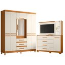 Ver imagem 1 de Guarda Roupa Casal New Fusion 10 Portas e Cômoda Ilhabela Cinamomo Off White - Móveis Albatroz
