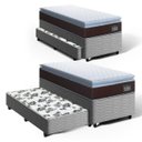 Ver imagem 1 de Cama Box com Colchão de Espuma D33 Pillow Top Comfort Luxo + Auxiliar de Molas Unique Solteiro 88 cm