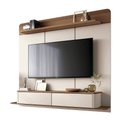 Ver imagem 1 de Conjunto Sala Painel Concept para Televisão 70 Polegadas com Sofá Charlie 3 Lugares Linho Off White
