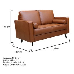 Conjunto Sofá de Couro 2 e 3 Lugares Vancouver M06 Cor Conhaque 457 - 6
