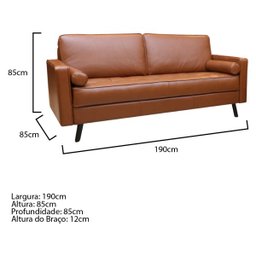Conjunto Sofá de Couro 2 e 3 Lugares Vancouver M06 Cor Conhaque 457 - 5
