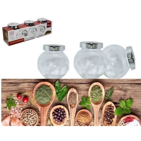 Conjunto de 3 Peças Porta Condimentos de Vidro 190 ml