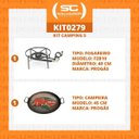 Ver imagem 2 de Kit Camping 5 - Fogareiro Fogão F2B10 Redondo 40cm Duplo de Mesa + Chapa Campeira 45cm - Progás