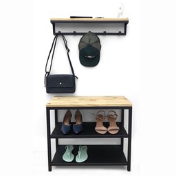 Kit Sapateira Sd 5003 + Cabideiro 5004 Preto - 2